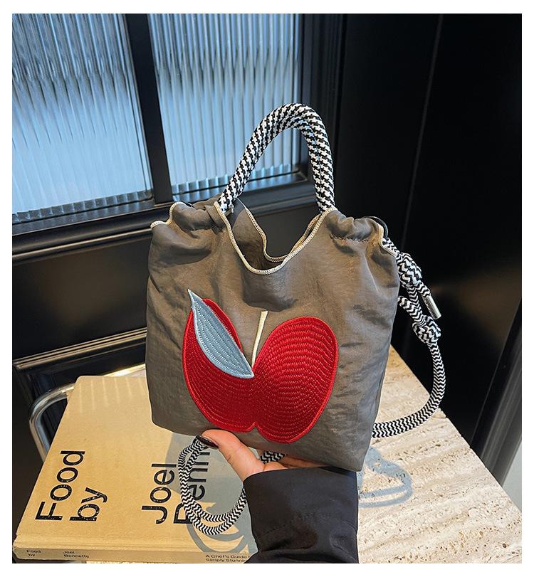 Spring/Summer 2025 Women's Canvas Crossbody Phone Bag with Apple Embroidery