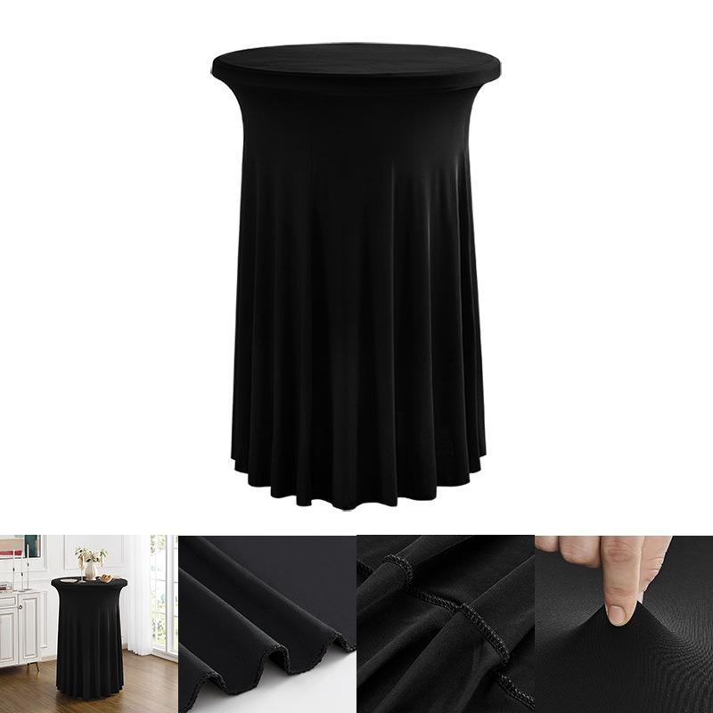 60/70/80cm Cocktail Table Skirts Stretch Spandex Fitted Tablecloths Wrinkle-Resistant Washable for Weddings Parties Banquets