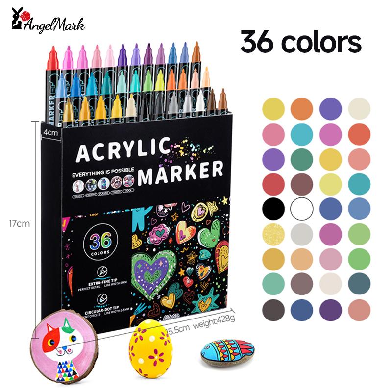 12/24/36/48/72 Colors Dual Tip Acrylic Paint Pens Markers for Wood Canvas Stone Rock Painting Glass Ceramic Surfaces DIY Crafts