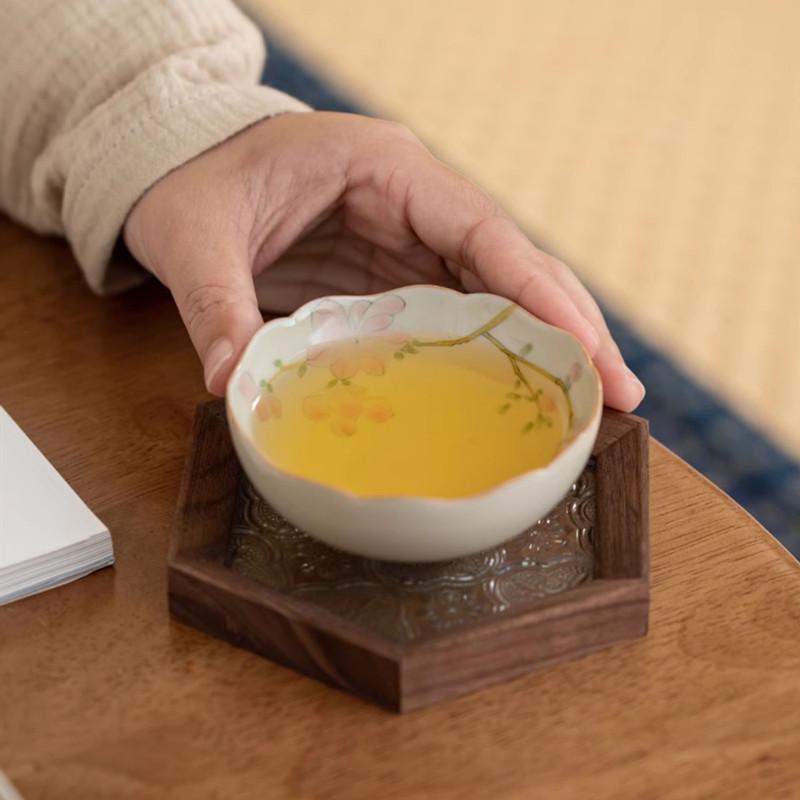 Underglaze colored ceramic hand-painted osmanthus master cup Pu erh tea cup for home use Chinese men and women pair cup souvenir