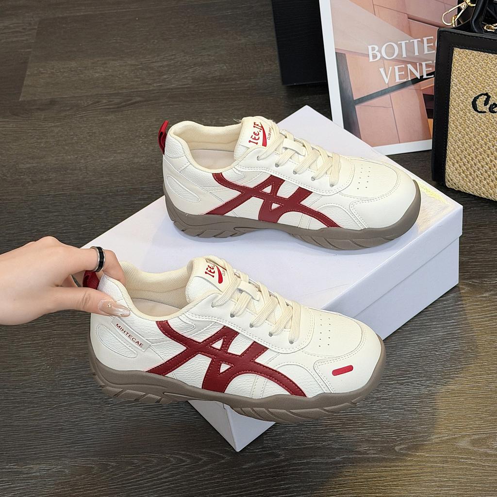 Platform-soled German training shoes women's spring new color matching retro lace-up inner height-increasing casual sports shoes Forrest Gump shoes