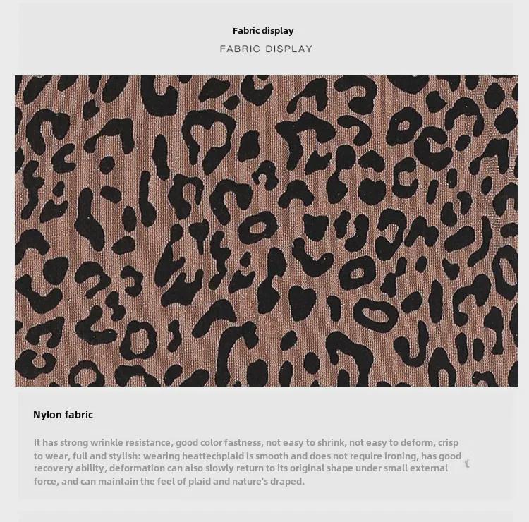 Damen-T-Shirt mit Leopardenmuster und schmaler Passform im Herbst 2024 aus Netzstoff – dünner, lässiger Trend mit halbhohem Kragen.