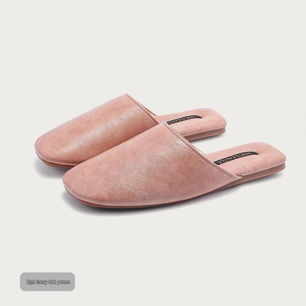 Cloud Group Autumn Minimalist Leather Slippers: Unisex, Non-Slip, All-Season Indoor Shoes