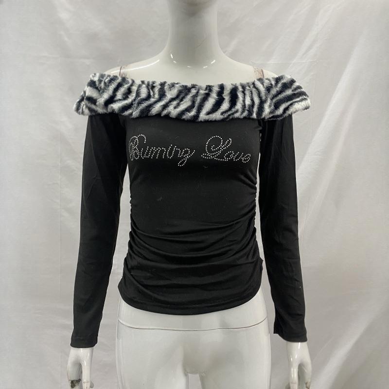 European and American slim fit sexy y2k letter printed exposed navel strapless top S