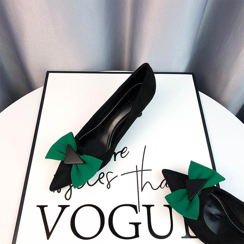 Fashion Elegant Butterfly Knot Design Women Pumps Pointed Toe Thin High Heels High Quality Cow Suede Upper Women Loafers Office Shoes