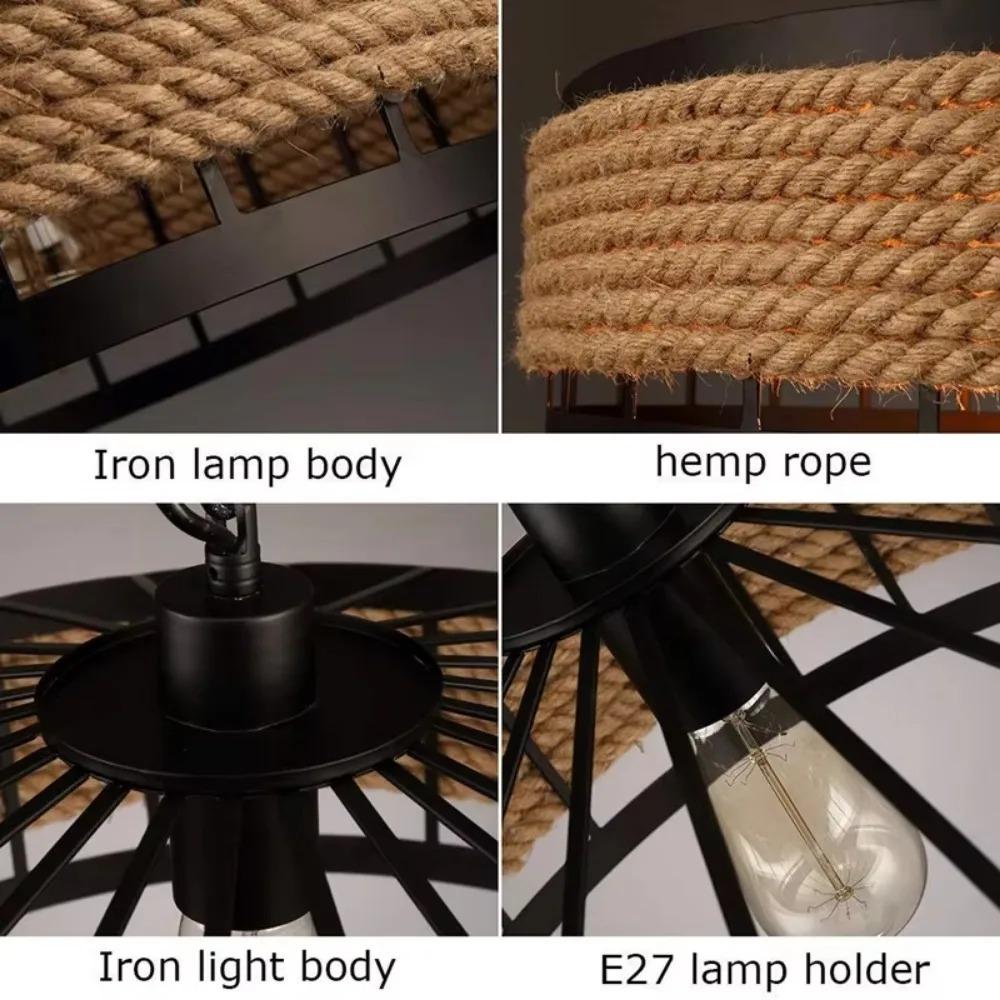 30/40cm Nordic Vintage Chandelier Industrial Twine Attic Country Kitchen Bar Dining Room Decor Hollow Out Overhead Lighting