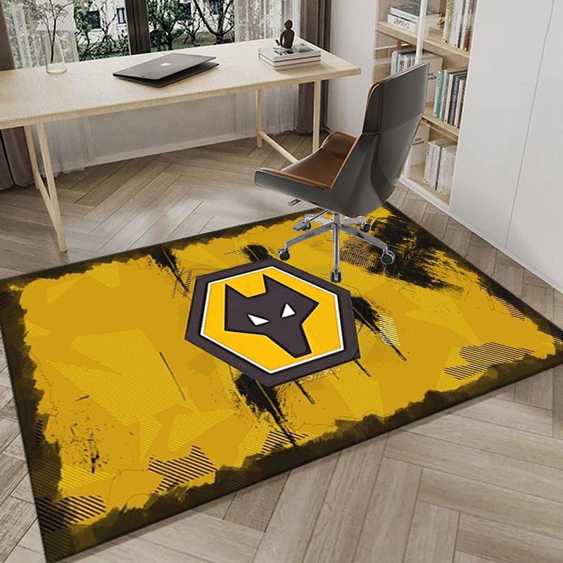 Wolves Football Club Emblem Printed Area Rug for Office, Chair Rug, Decorative Carpet Floor Mat, Large Size Fan Gifts Christmas Gifts