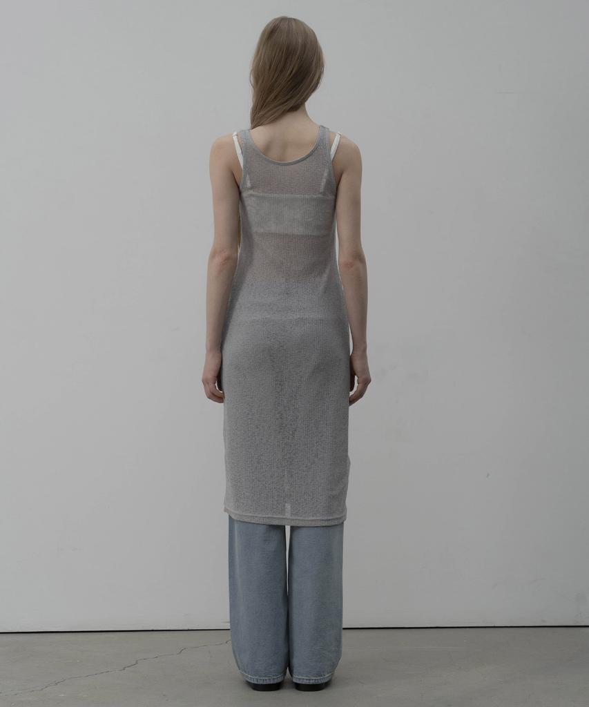 Mosyupamosyu Knit Slim Layered Dress [Light Gray]