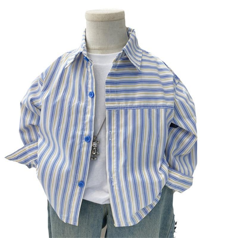 Boys Striped Casual Shirt 1-8 Years Old Spring Autumn Simple Fashion Kids Top