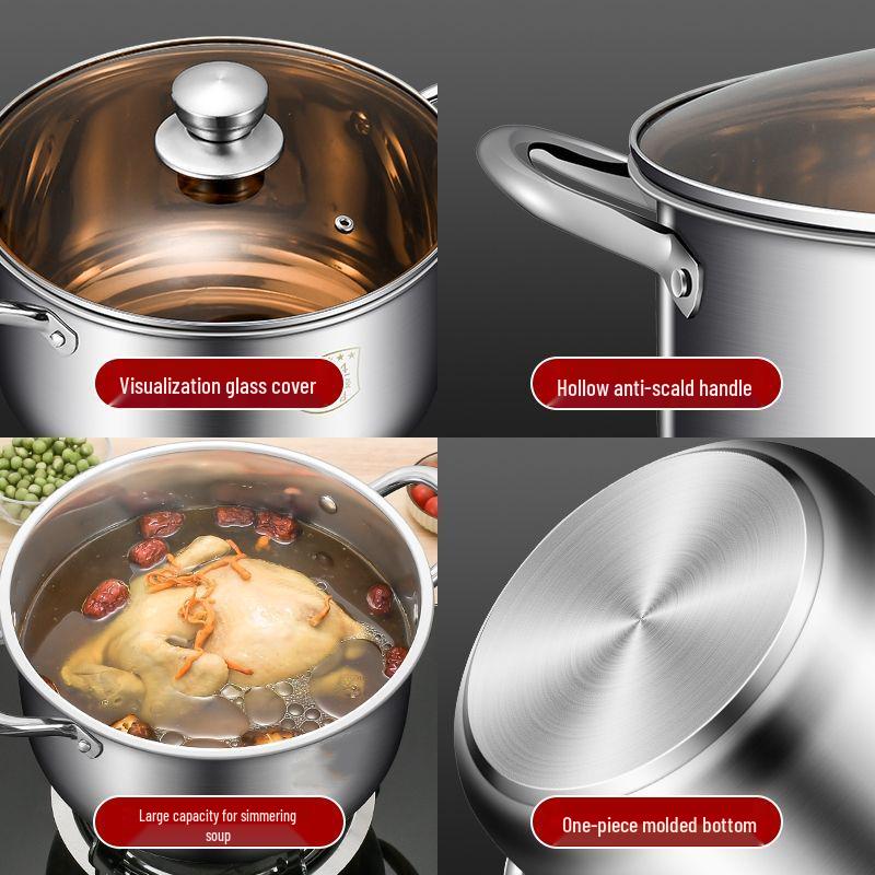 Stainless Steel Double Layer Soup Pot and Steamer for Gas & Induction Cooktops