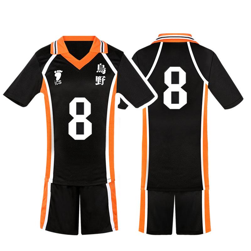 Departamento de voleibol universitario conjunto de tops de manga corta y pantalones cortos de voleibol ropa de cosplay de animación de dibujos animados