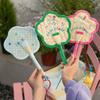 Handheld Hand Cranked Fan Flower Shape Cute Woven Fan Summer Cooling Fan  Chinese Style