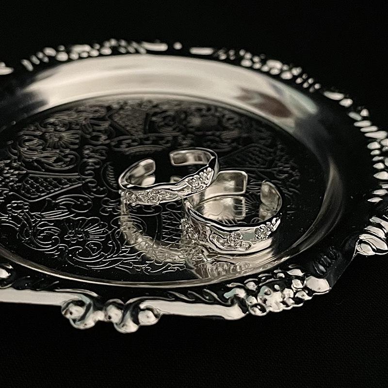 Liquid Texture Zircon Ring Women'S Age Light Luxury Niche Design High-End Sense Open Index Finger Ring