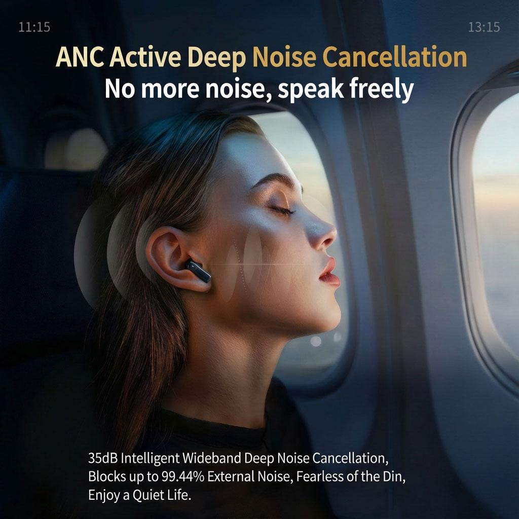 Smart LCD Full Color Screen Earbuds Case Touch Control Volume Wallpaper Switch Headphones