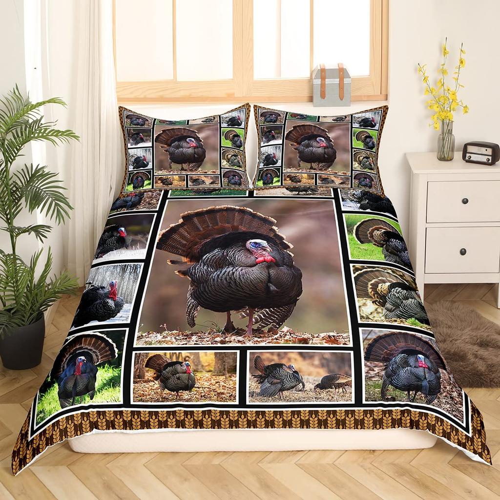 Turkey Duvet Covers for Kids Boys Girls Quilt Covers Queen Lightweight Down Room Decor 2 Pillowcases 1 Duvet Cover No Comforter