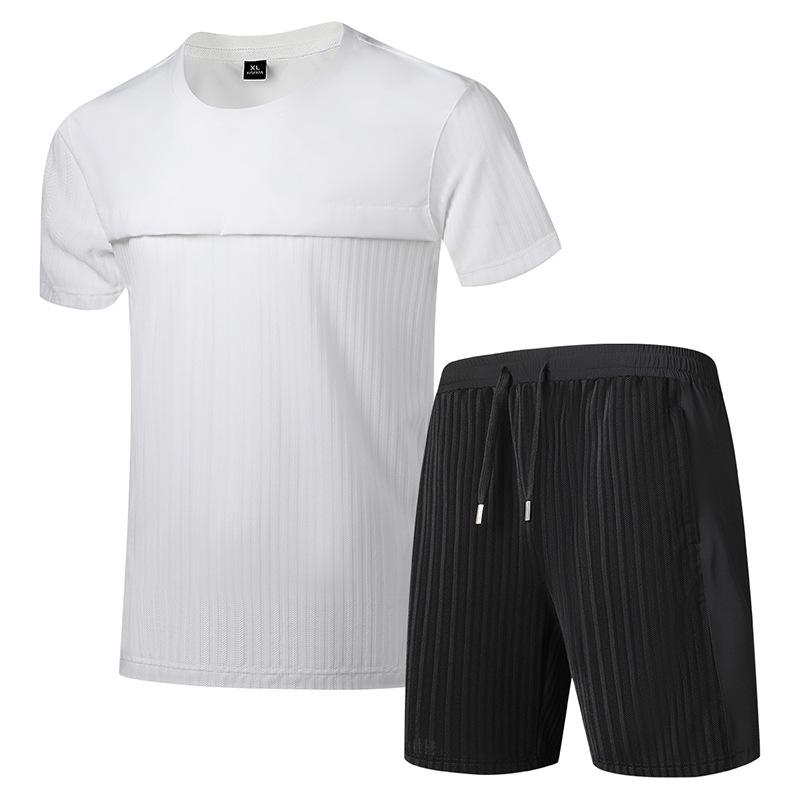 Men's Summer Ice Silk Sports Suit - Trendy Plus Size Short Sleeve T-Shirt