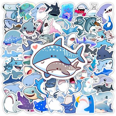 Cute Kawaii Cartoon Shark Stickers DIY Gift Toys Decal for Laptop Scrapbook Phone Luggage Bottles Waterproof Decorative