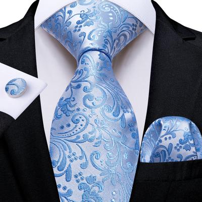 Cravatta classica da uomo blu navy, cravatta floreale Paisley, fazzoletto da taschino, gemelli, set di cravatte formali, regalo per uomo