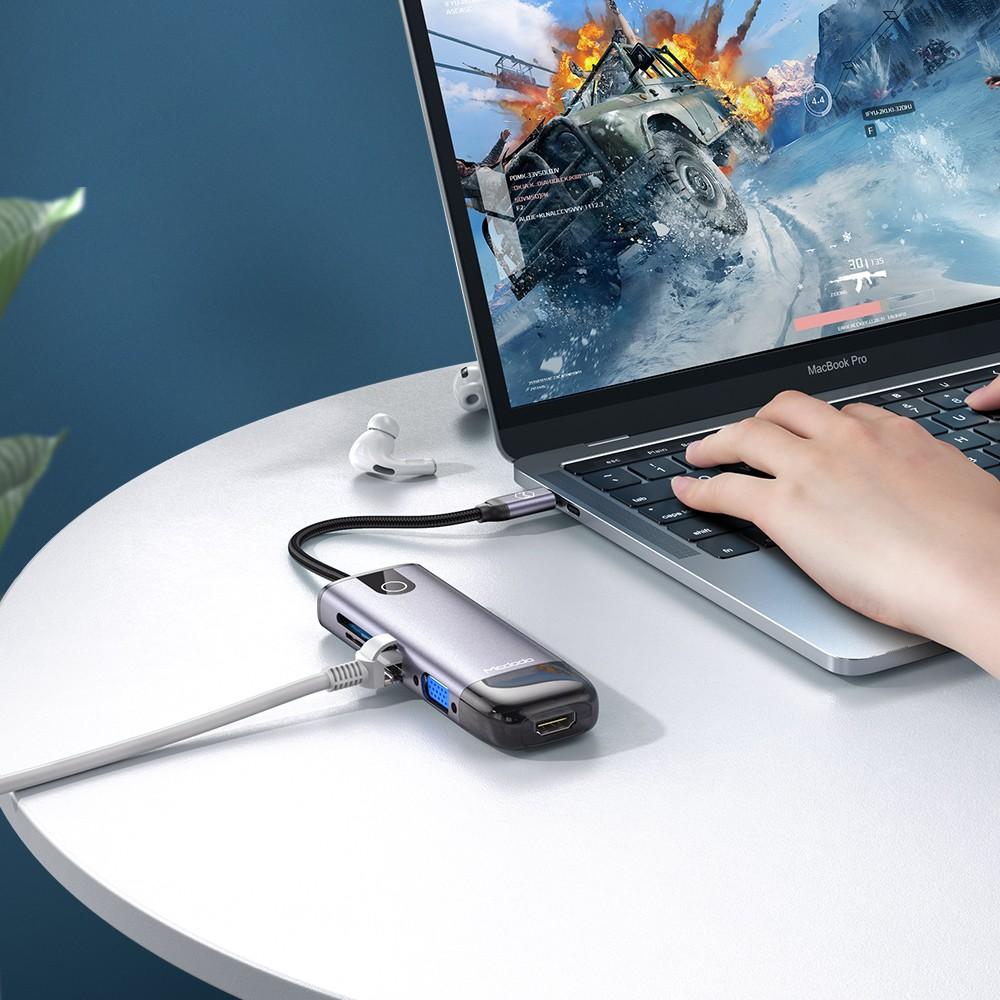 Mcdodo 10In1 Usb-C Rj-45 Vga Hdmi 4K Laptop Hub For Macbook M1 Hu-7420