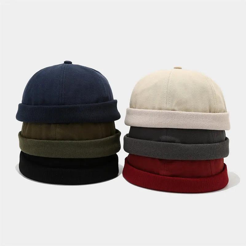 Spring and Summer Cotton Solid Docker Cap Brimless Hat Skullies Beanie Hats Landlord Sailor Cap Men and Women 40