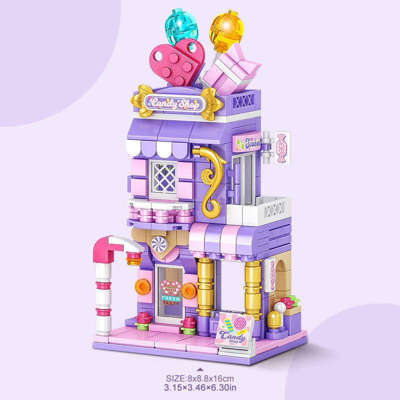 City Street View Building Block Set DIY Ice Cream Coffee Flower Shop Model Building Toy Ideal for Home Decor and Holiday Gifts