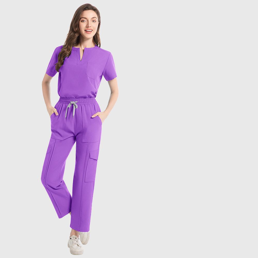 

Медицинский женский костюм медсестры, скраб, карманные брюки, одежда для работы в операционной, салоне красоты S фиолетовый