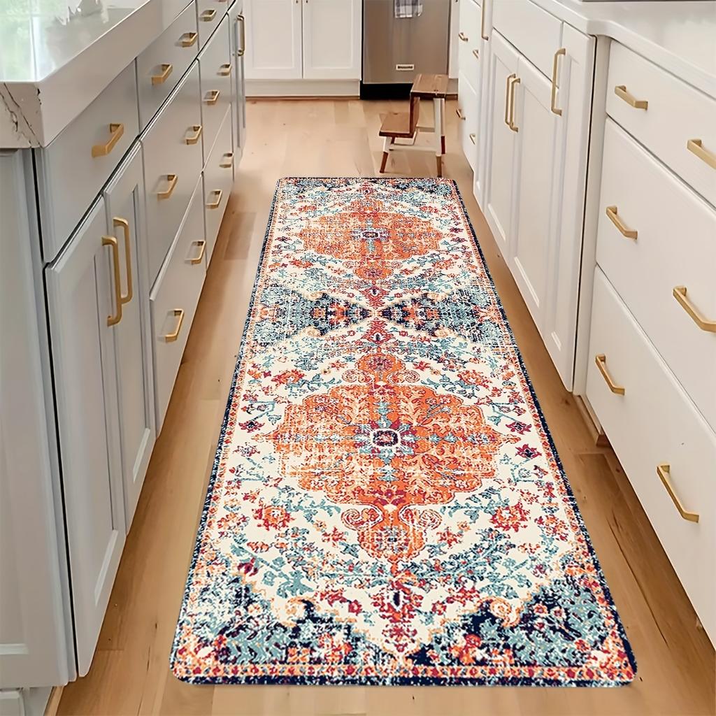 Luxuriöse Vintage Boho Küchenmatte, weich, verdickt, Küchenbodenmatte, wasserdicht, rutschfest, ölbeständig, Bodenmatte, Läufer