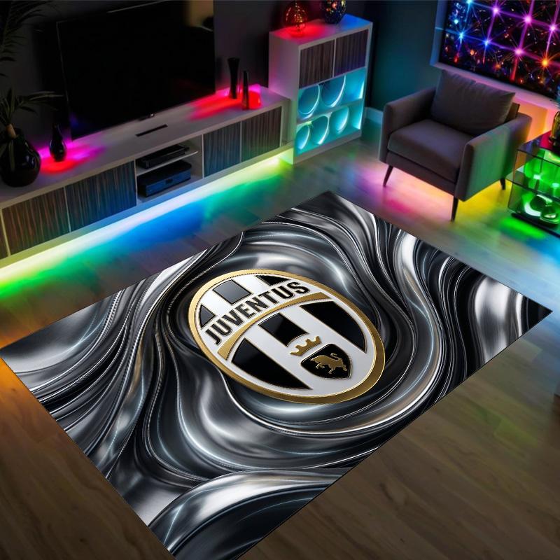 Tappeto in Velluto di Cristallo Design Juventus FC Accogliente Non?Tappeto Stampato Antiscivolo per Camera da Letto Soggiorno Ingresso