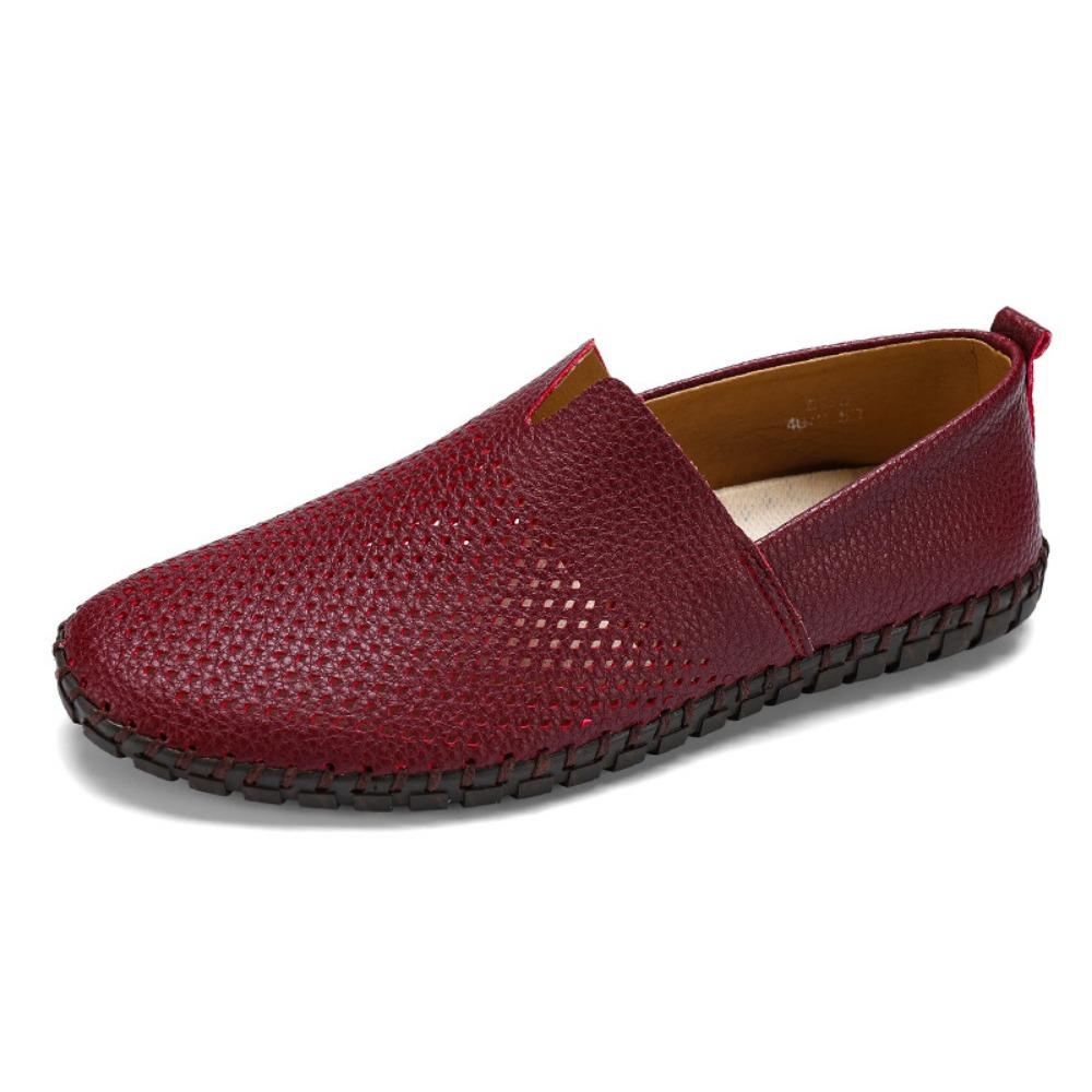 Breathable Mens Leather Shoes 2024 New Casual Shoes Autumn Flat Heel Solid Color Loafers