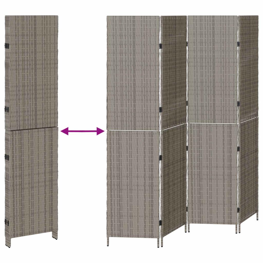 Room Divider Gray 195 X 180 Cm Poly Rattan