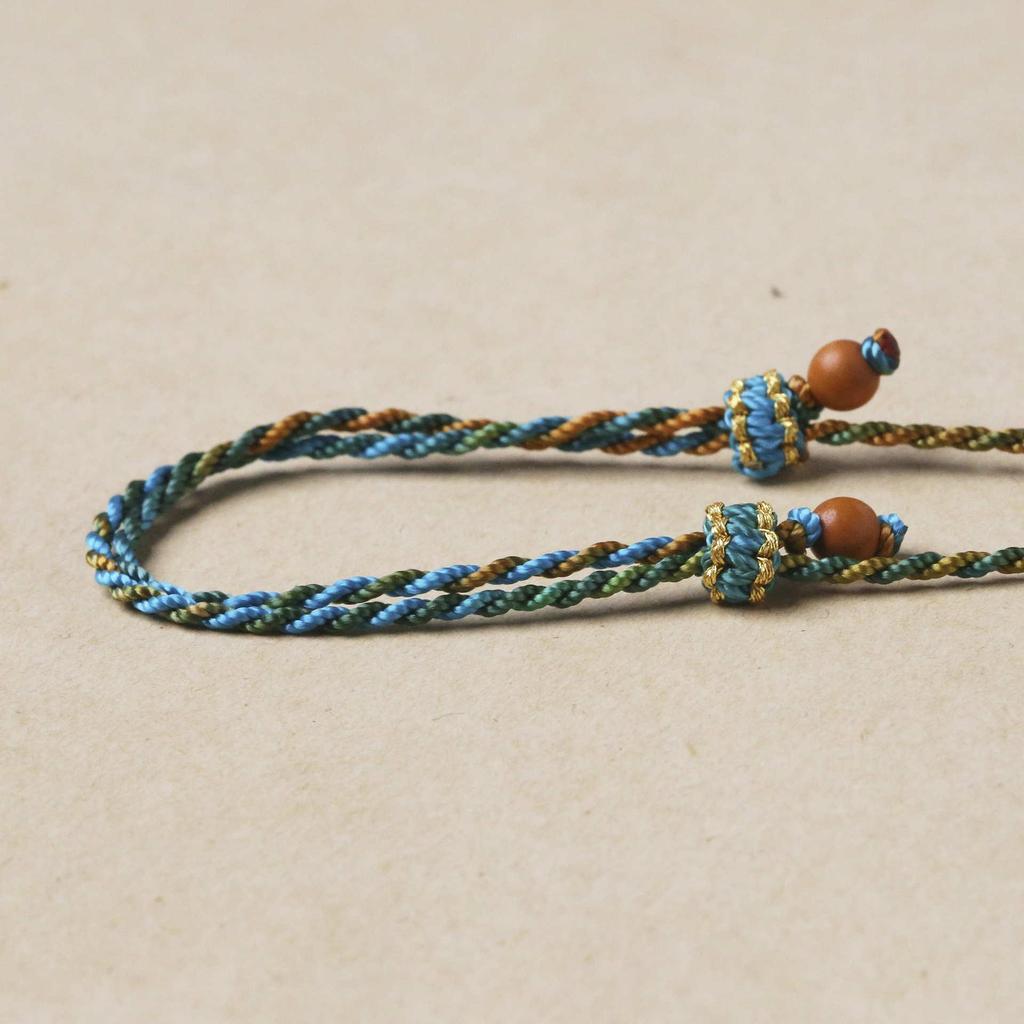 Luxurious Women's Hand-Woven Jade & Amber Adjustable Pendant Lanyard