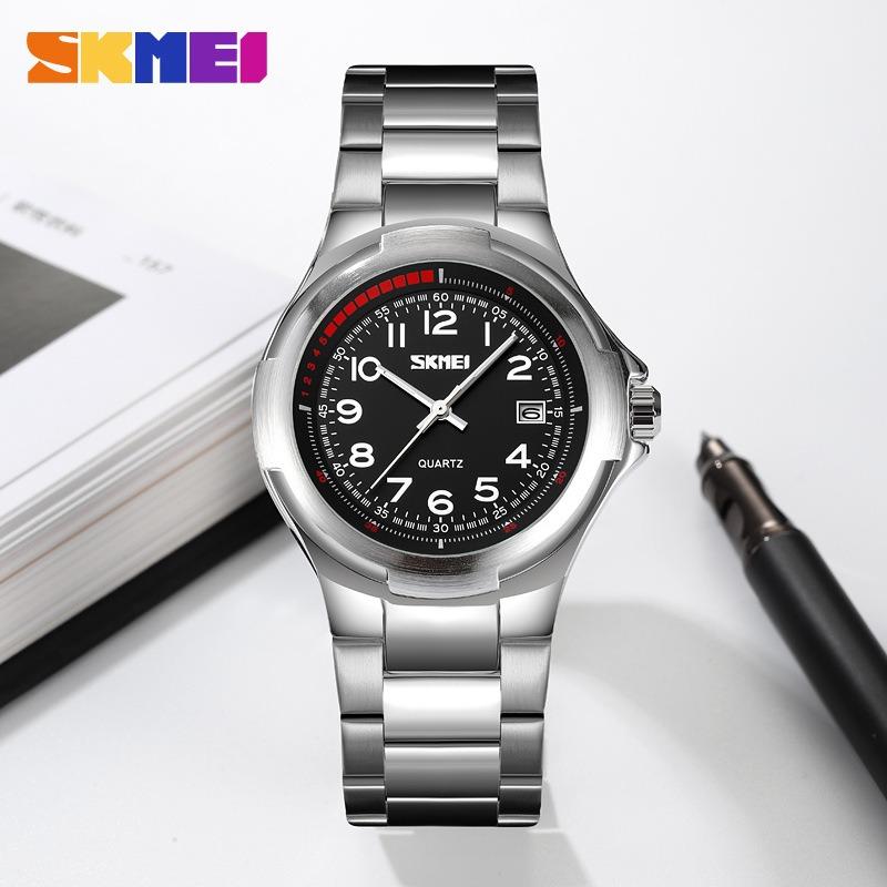 Damen-Geschäftsuhr rund wasserdicht Edelstahl Mode Retro Paar Uhr Herren-Quarzuhr