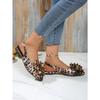 Classic Big Flower Pointed Toe Sandals Women 2025 Summer Flat Heels Light Weight Shoes Women Comfortable Daily Leopard Shoes