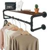 Industrial Style Wall-Mounted Clothing Display Rack with Water Pipe Design
