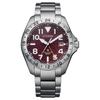 PROMASTER Series 200 Meters Waterproof Battery Reminder Light Quartz Steel Strap 38.6mm Men's Watch Red Dial BJ7150-50W