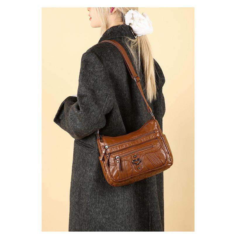 Ladies' Soft Leather Large Capacity Crossbody Shoulder Bag