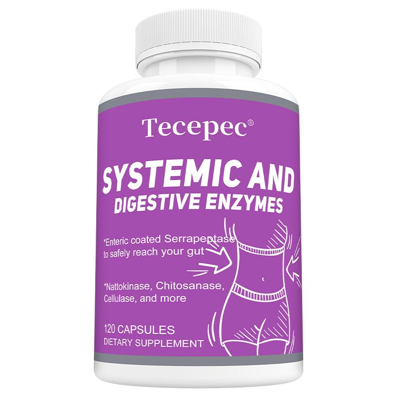 Systemic and Digestive Enzymes Formula - Enteric Coated Serrapeptase with Nattokinase & Chitosanase for Gut Health & Digestive Support 120PCS