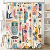 Vintage Pattern Shower Curtain Unique Modern Artistic Decorative Fabric for Bathrooms Multicolored Geometric Tribal Print Perfec