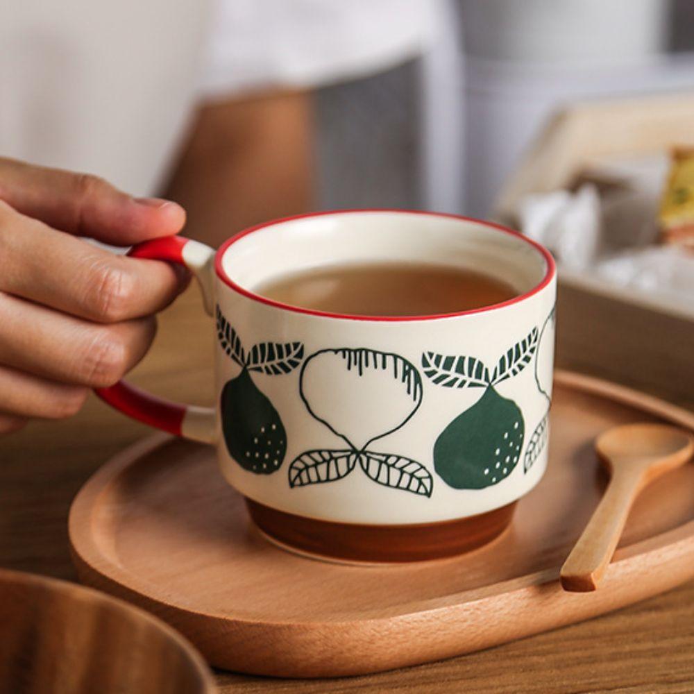 Underglaze Painting Japanese Coffee Mug 300ml Office Water Cup Creative Milk Oatmeal Cup  Office