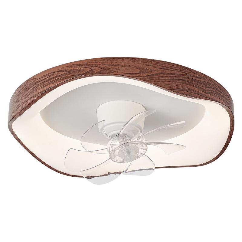 Mid-Century Walnut Wood Grain 360° Oscillating Fan Light for Bedroom or Children's Room
