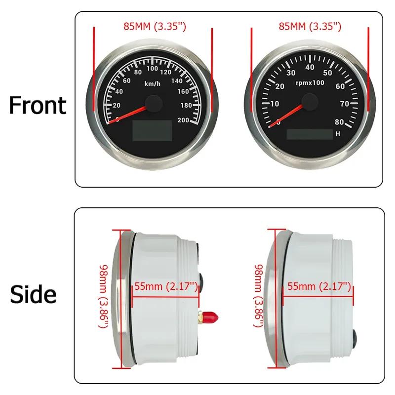 Universal 85mm GPS Speedometer 30KNOTS 60KNOTS 60K 120K 200K with 4K 6K 8K RPM Tachometer with 7 Colors Backlight for Car Boat