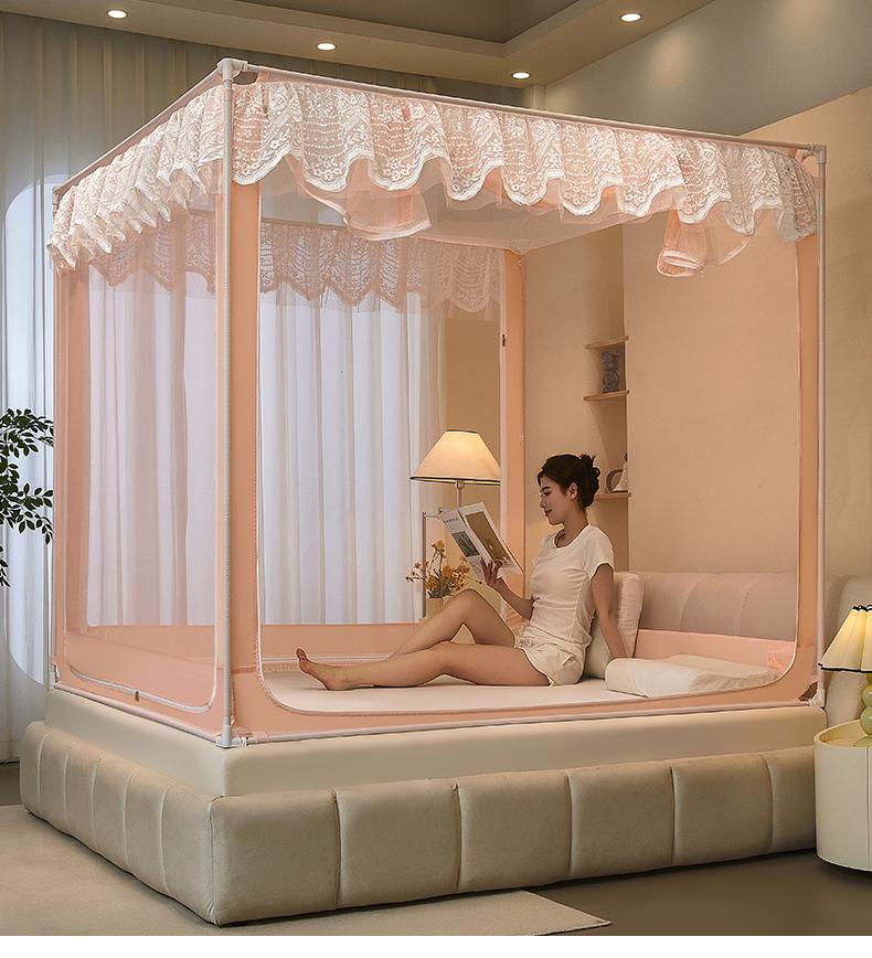 Advanced Zipper Style Full Bottom Anti-fall Three-door Beautiful Lace Baby Mosquito Net