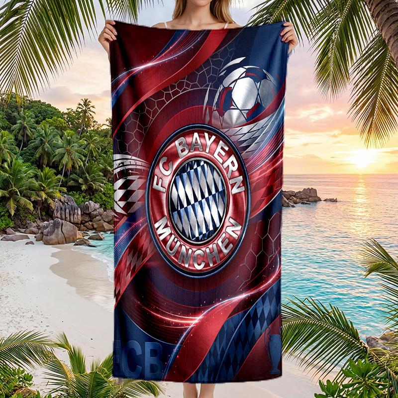 FC Bayern München Druck Schnelltrocknendes Strandtuch Mikrofaser Saugfähig Tragbares Reise-Badetuch