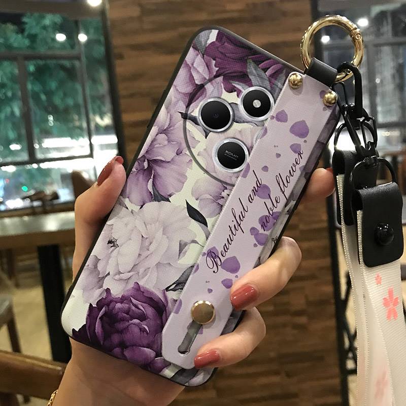 Flower Kickstand Phone Case For Redmi A4 5G Dirt-resistant Anti-knock Fashion Design Back Cover Ring Wristband Durable