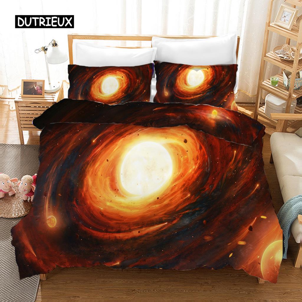 Starry Sky Duvet Cover Set Blue Orange Galaxy Starry Sky Theme Twin Bedding Set Microfiber Double Queen King Size Quilt Cover