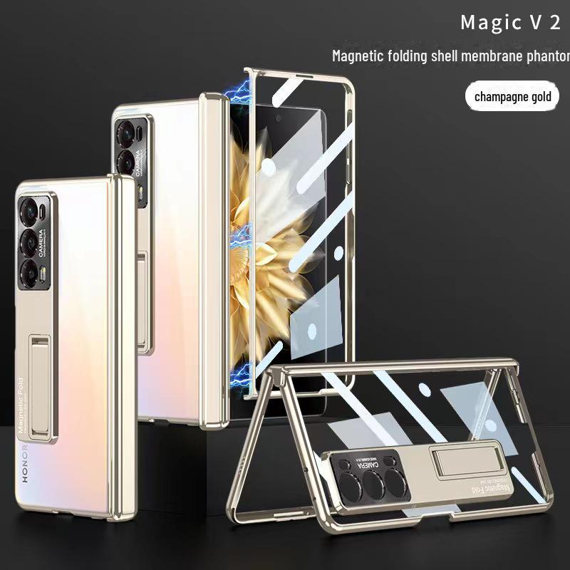 Чехол-книжка Honor Magic V2 с прозрачным магнитным шарниром и гальваническим покрытием, ультратонкий дизайн Magic V2