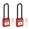 Lockout Tagout 76mm Shackle Safety Plastic Pack of 2 Lock, Key-Like Padlock, Lock, Red,