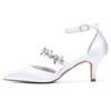 2025 Stil Strass Knöchelriemen Mittelhochspitze Hochzeit & Party Schuhe 6869-13