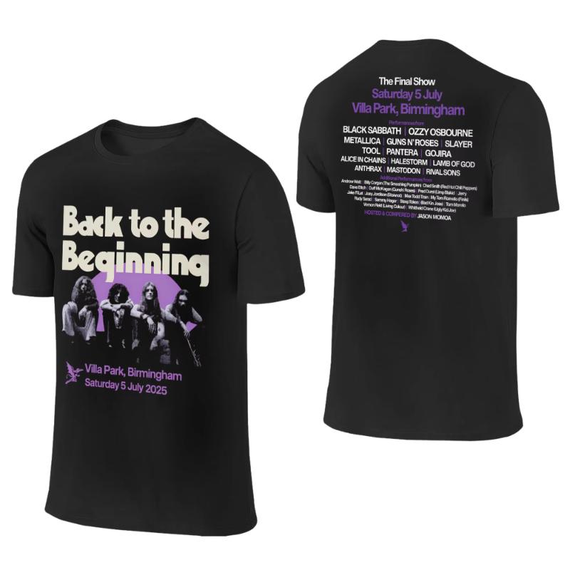 Vintage Black Sabbath and Ozzy Osbourne Back To The Beginning T-Shirts for Men Round Neck Cotton T Shirts Tees Tops