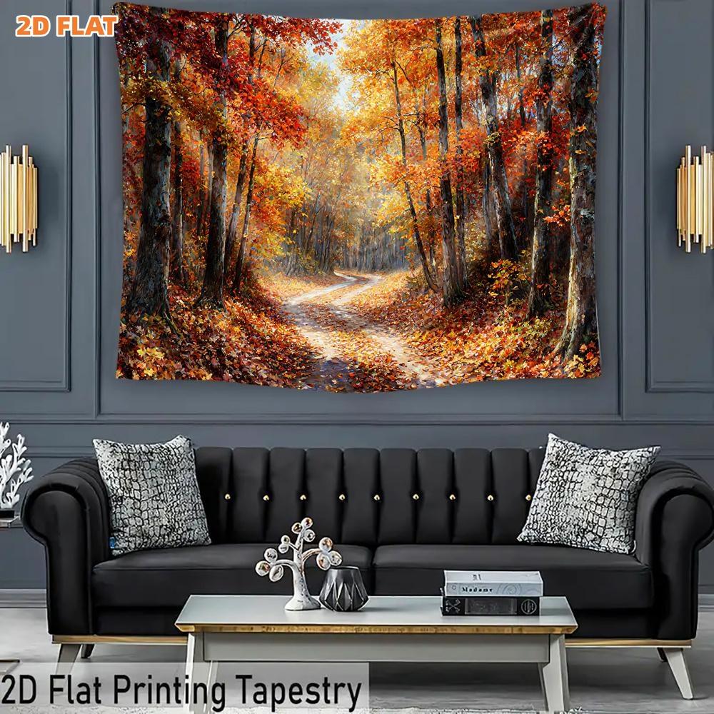 2D Plane, 1 Piece of Autumn Forest Path Theme Decoration, Suitable for Decoration In Living Room, Bedroom, Office and Pa